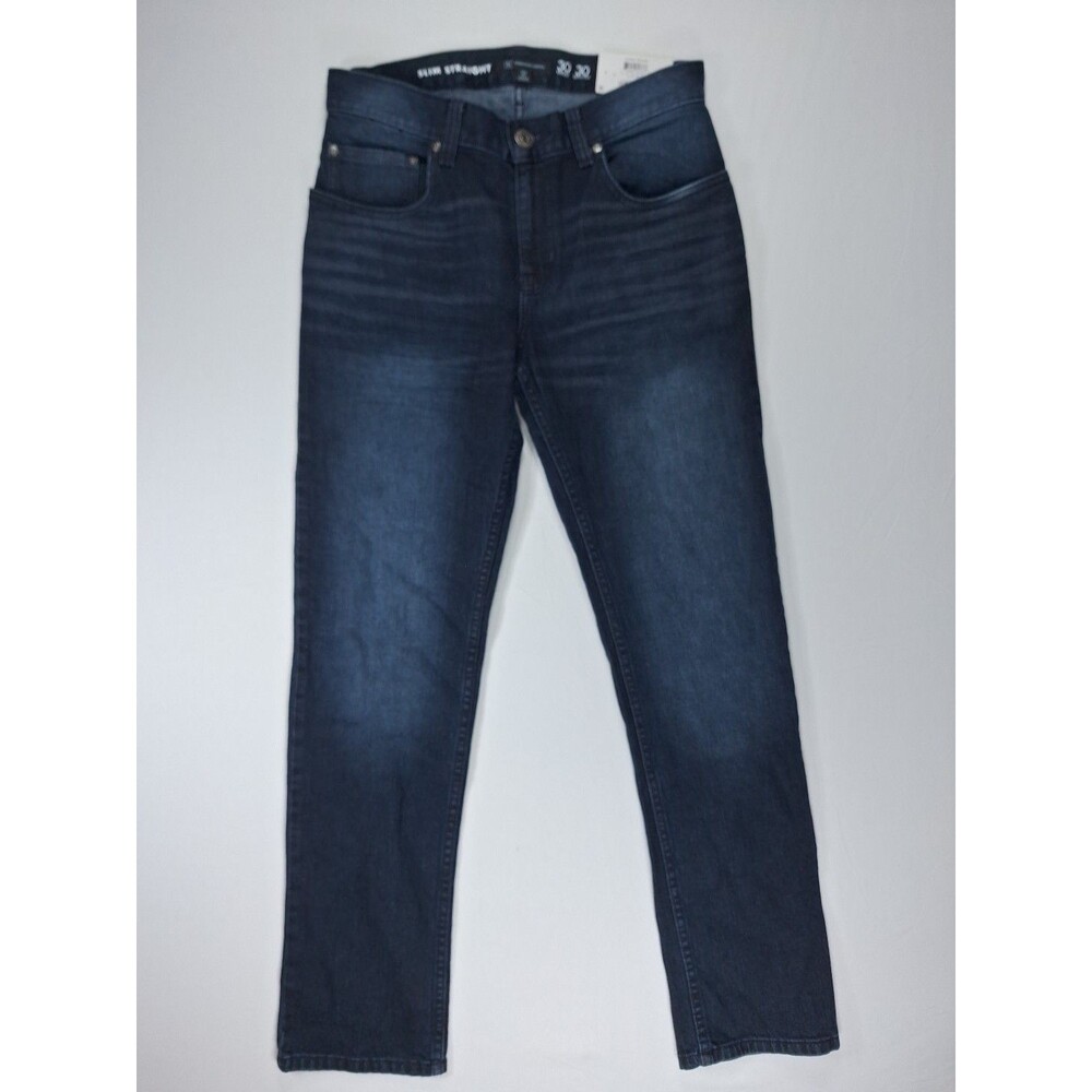 INC Men's 30x30 Slim Straight Dark Wash Core Denim Comfort Stretch
